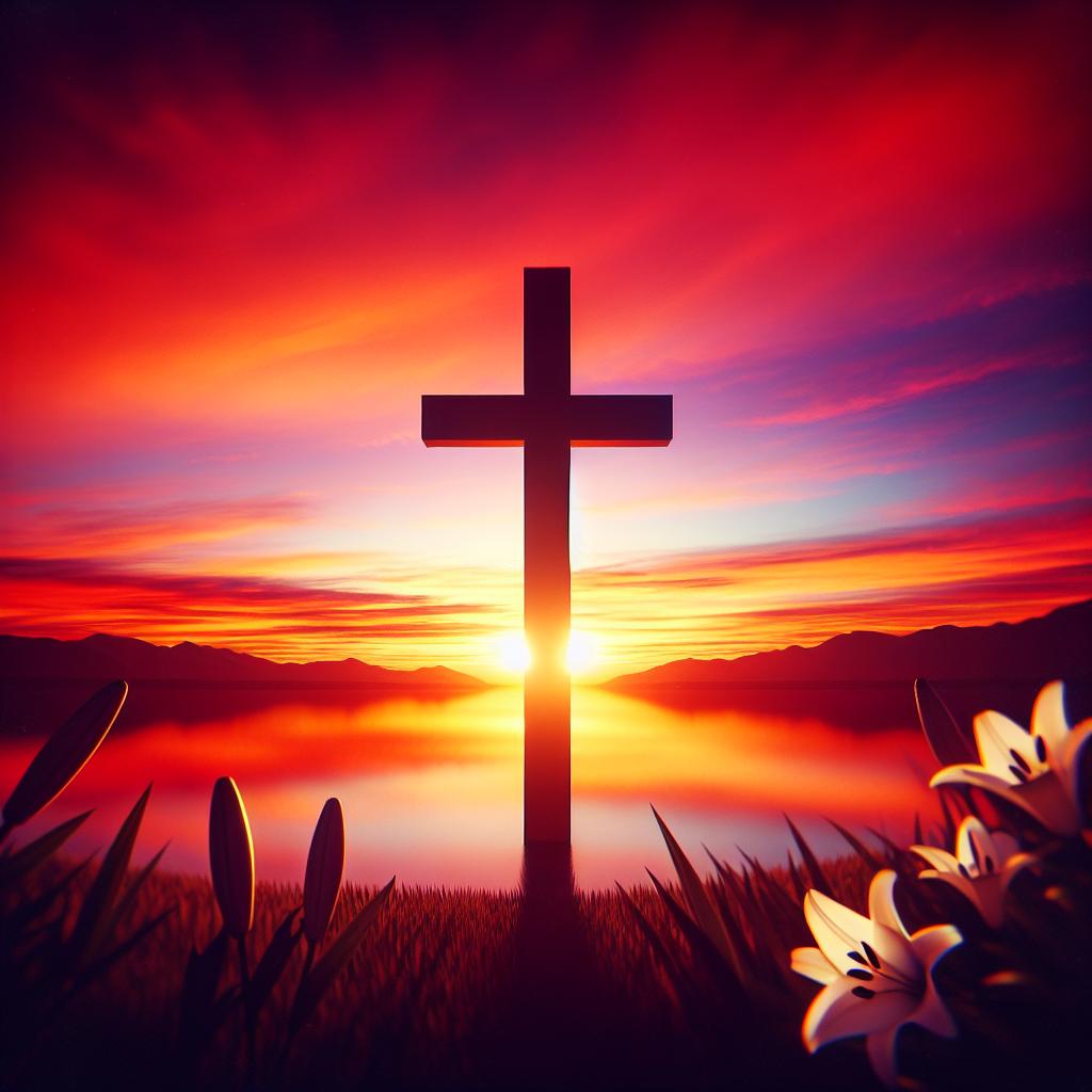 Easter cross sunset silhouette.