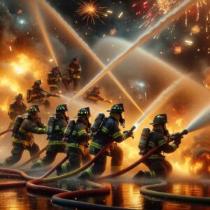 Firefighters battling fireworks blaze