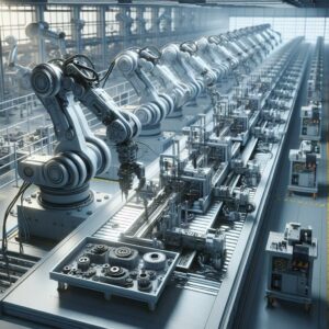Robotic assembly line technology.