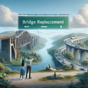 Bridge replacement announcement illustration.