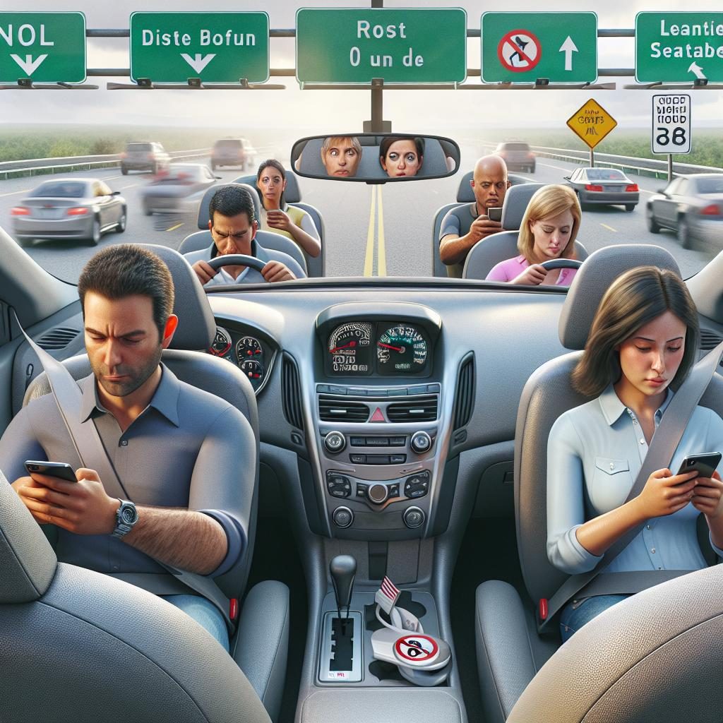 Distracted driving prevention illustration.