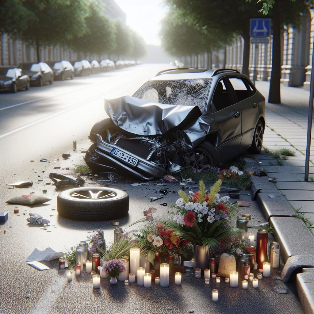 Car crash aftermath tribute.