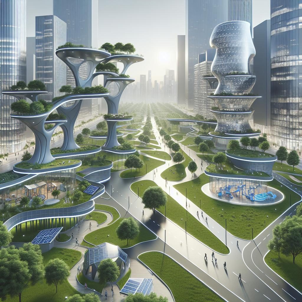 Futuristic urban park design.