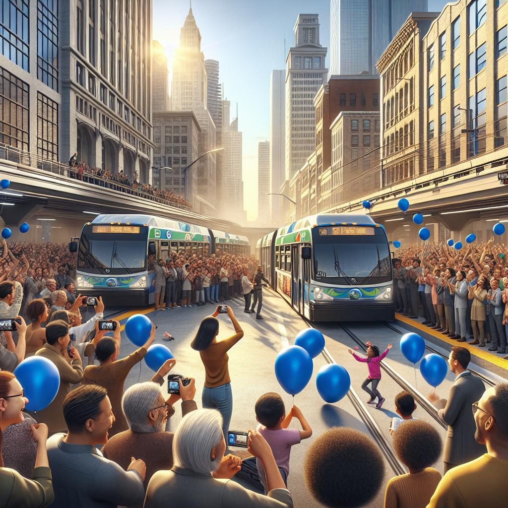 "City transit celebration scene"