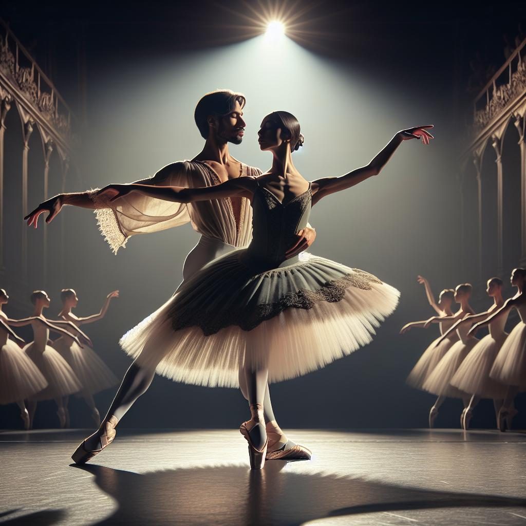 Elegant ballet performance scene.