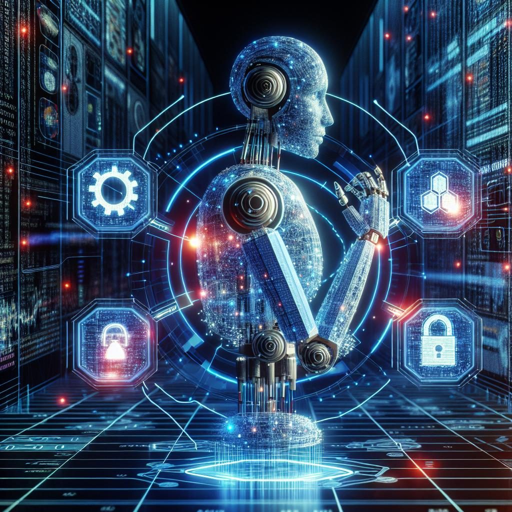 Cybersecurity AI simulation concept.