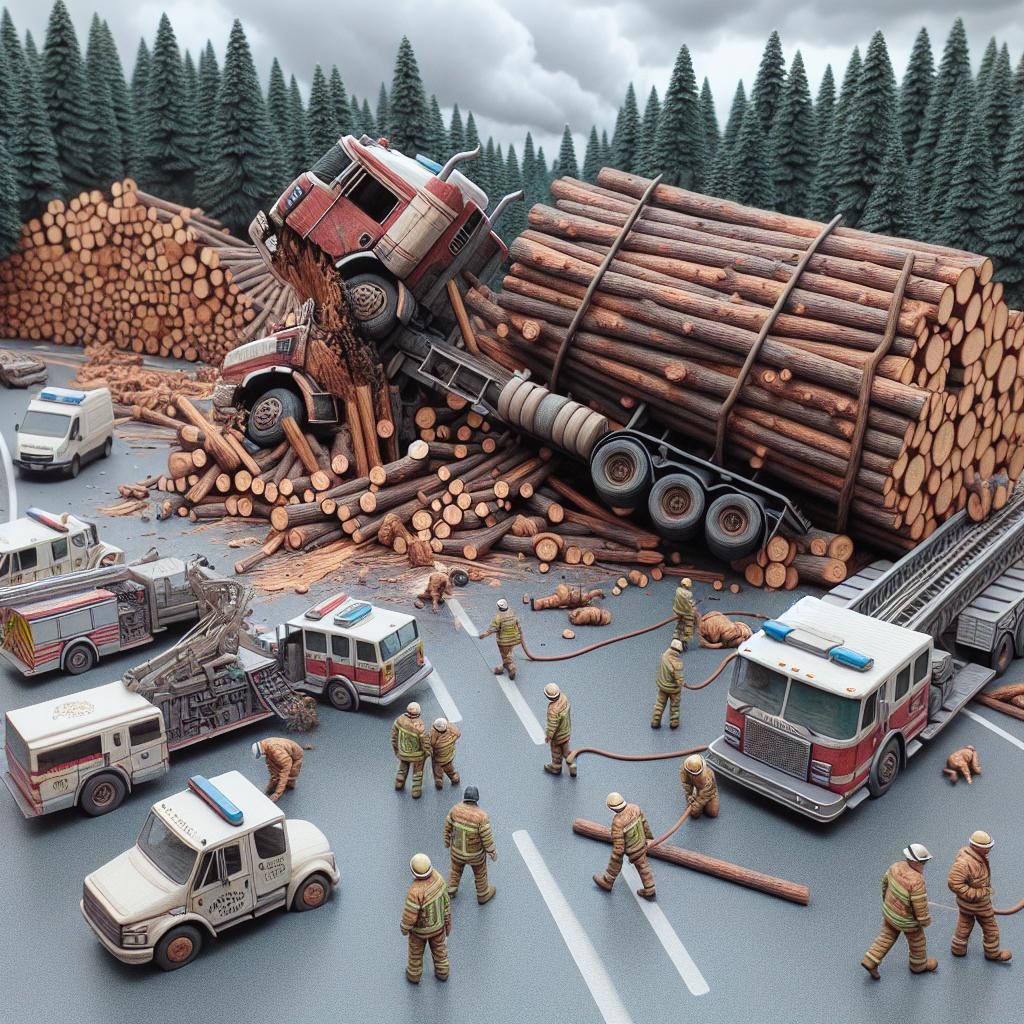 Log truck accident scene