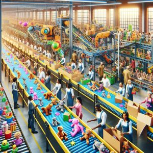 Colorful toy factory scene