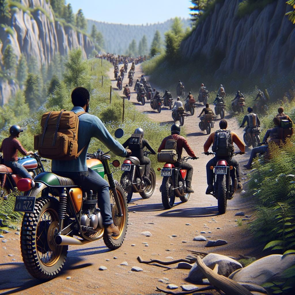 Motorcycles on a trail