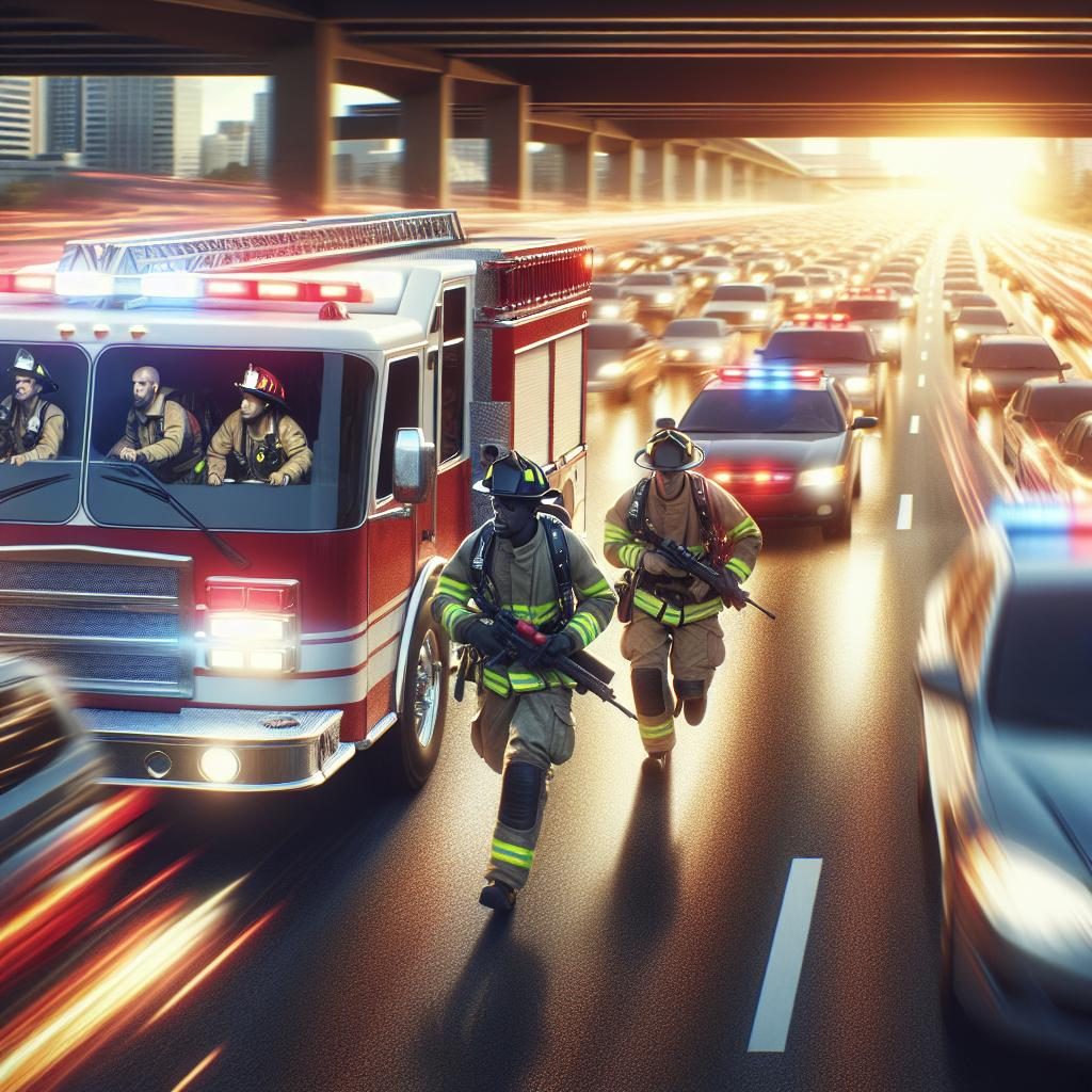 Emergency vehicle on highway