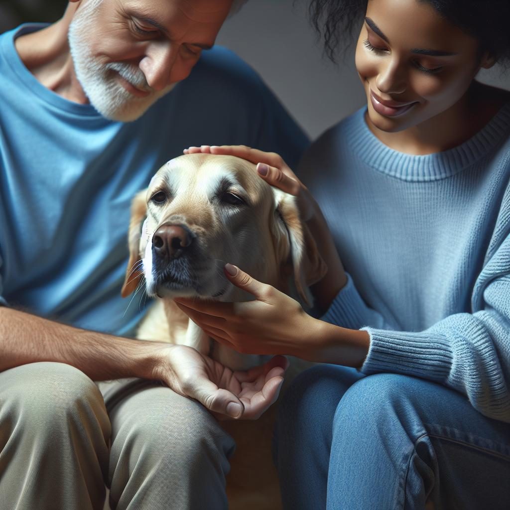 Comforting therapy dog