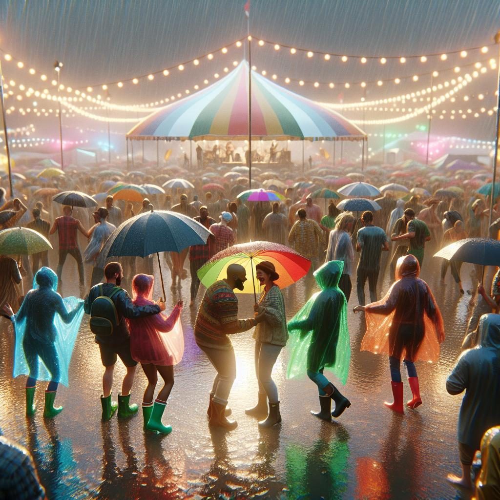 Outdoor festival under rain