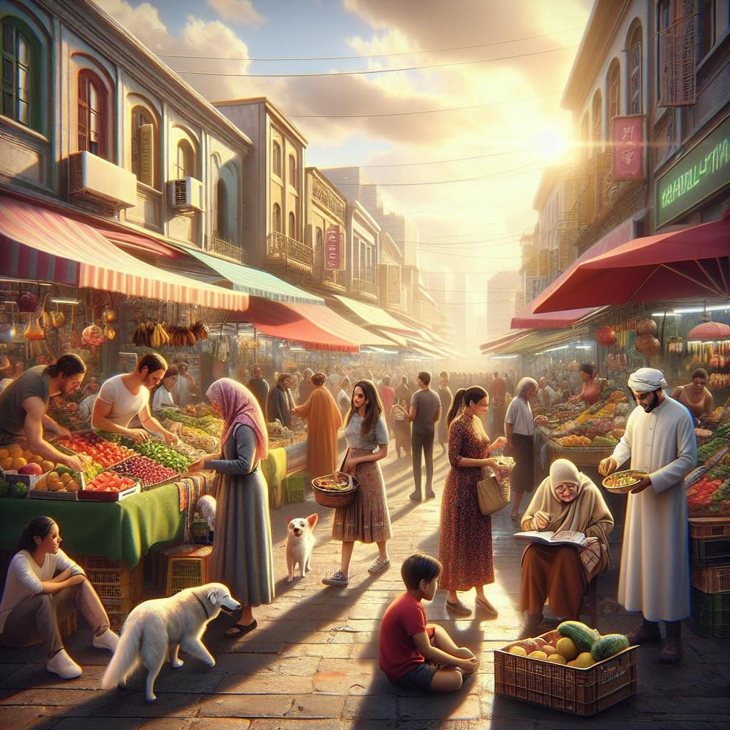 Sunny market scene