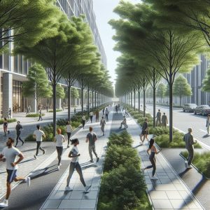 Tree-lined sidewalk development