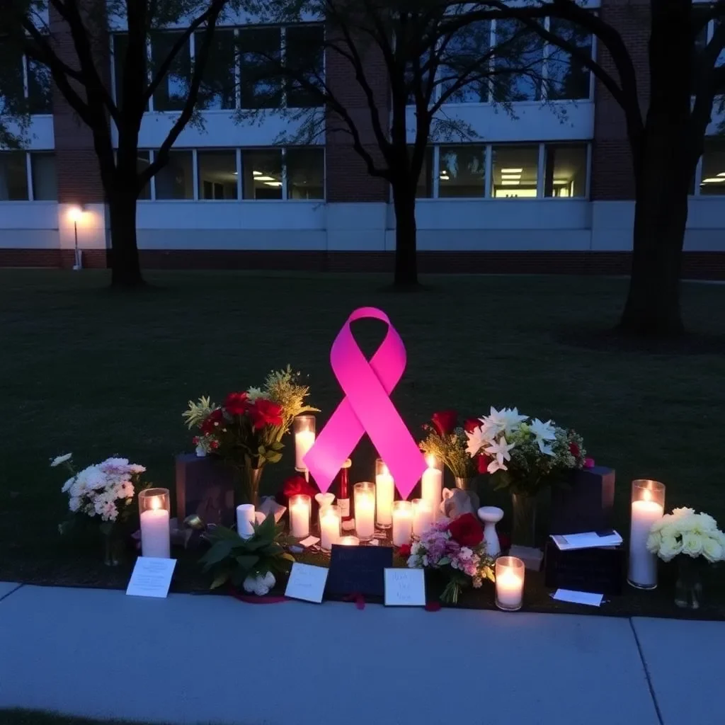 Campus memorial honoring victims of gun violence awareness.