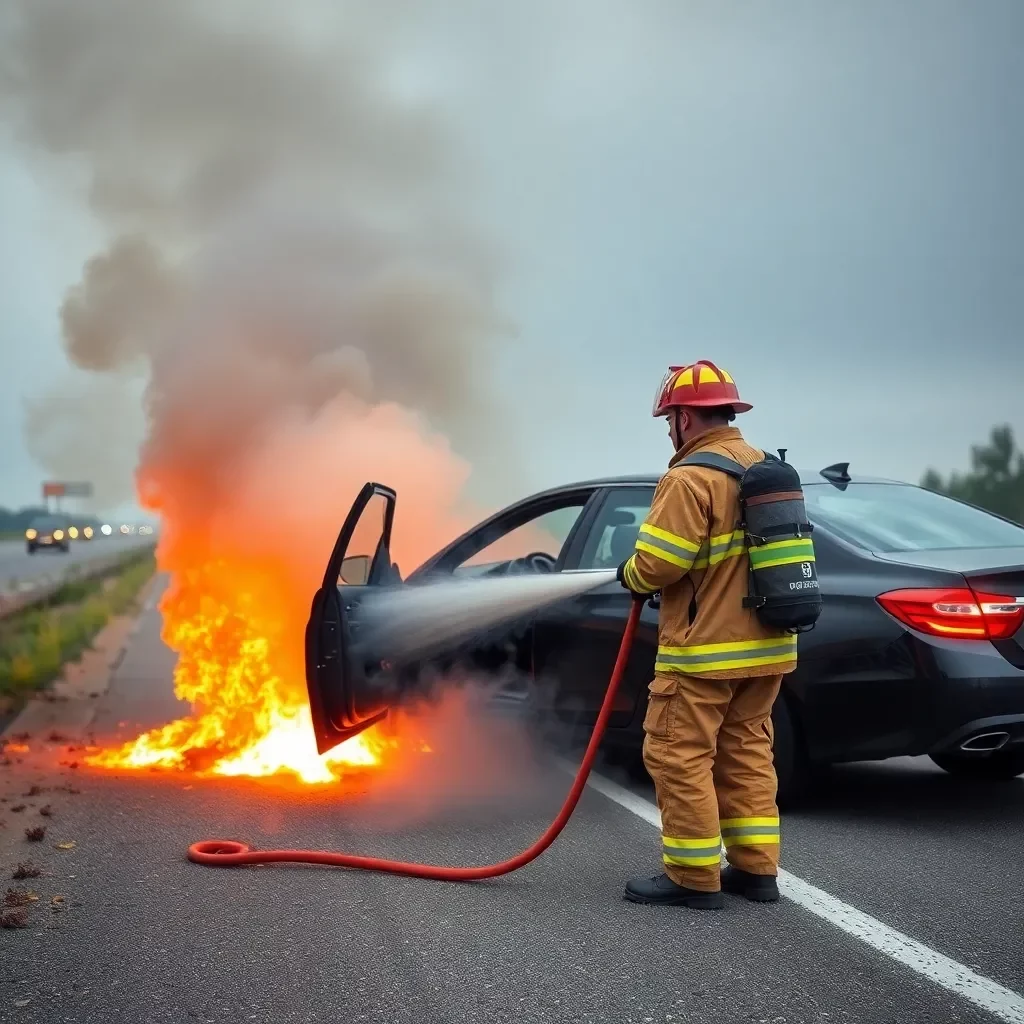 Urgent Incident in Huntsville: Vehicle Fire Leaves One in Critical Condition