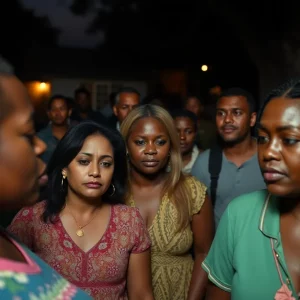 Residents of a small town gathering to search for missing individuals.