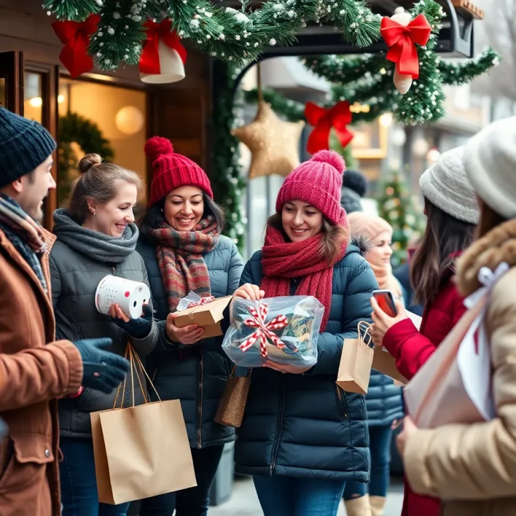 Community members donating items during the holiday season