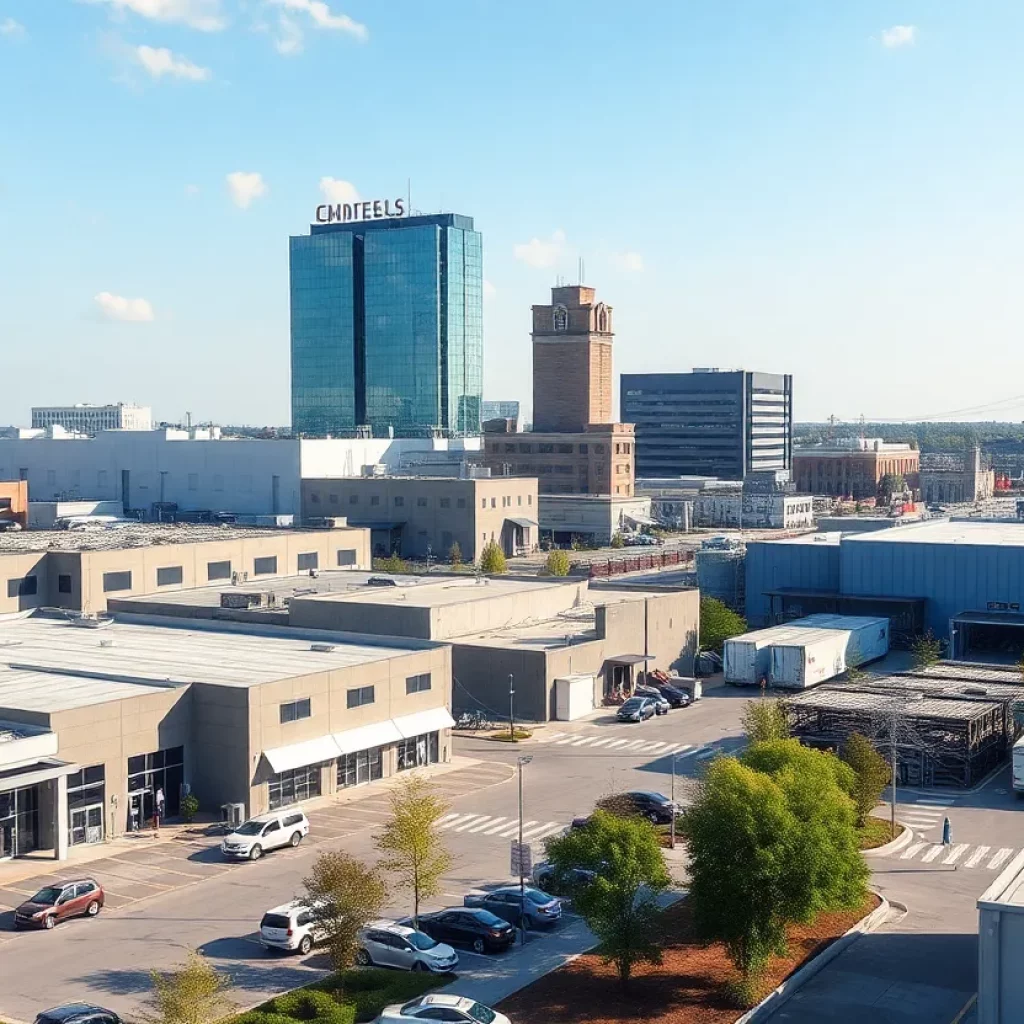 Huntsville cityscape with commercial buildings