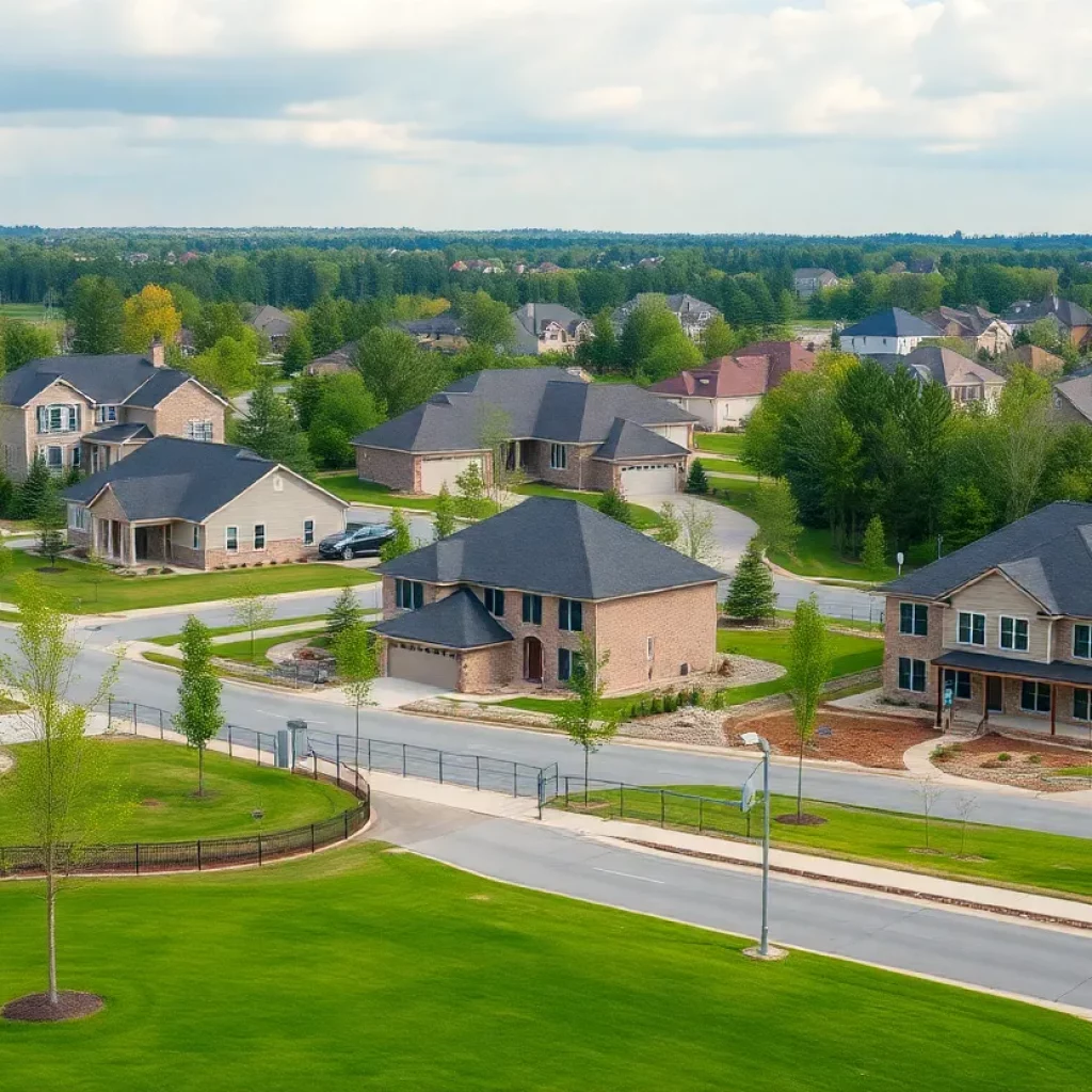 Suburban neighborhood in Huntsville with construction activity