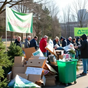 Residents bringing holiday waste for recycling at Huntsville event