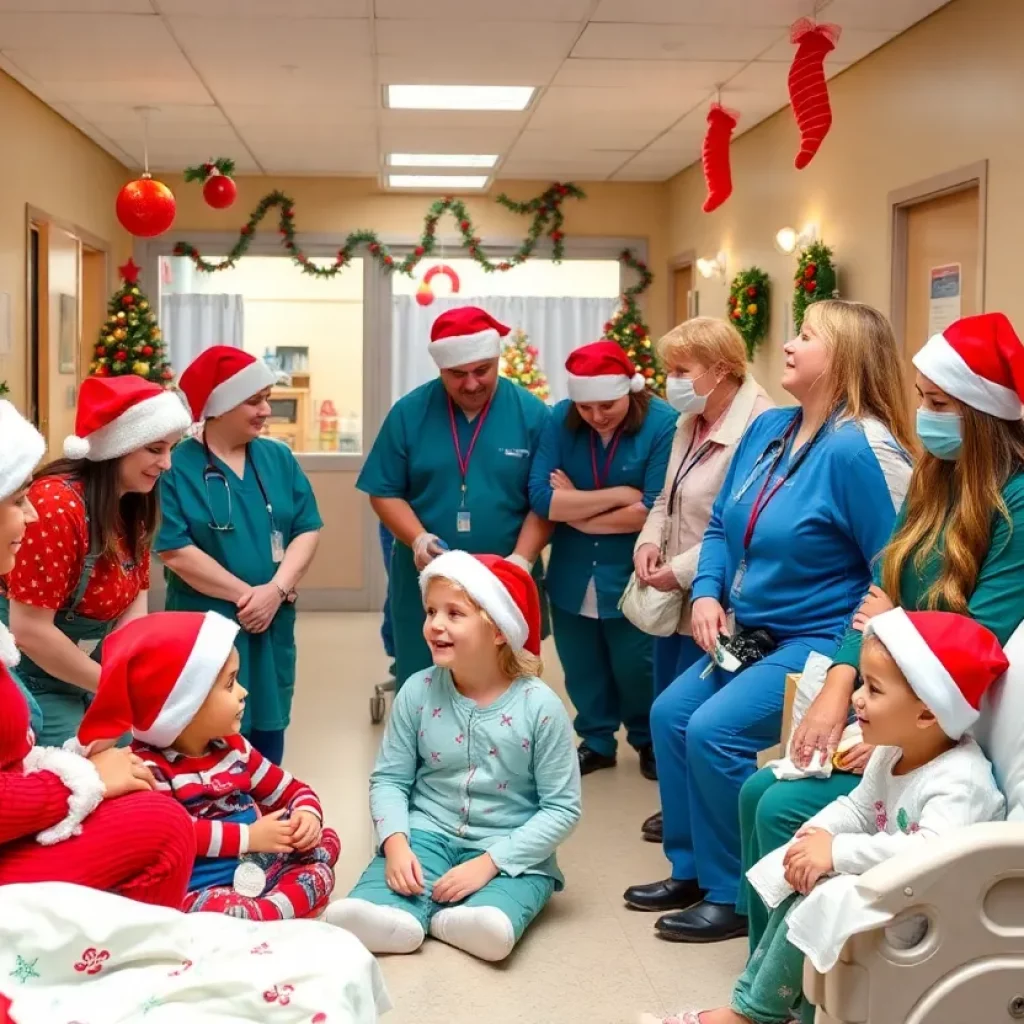 Hospital staff celebrate Christmas with pediatric patients