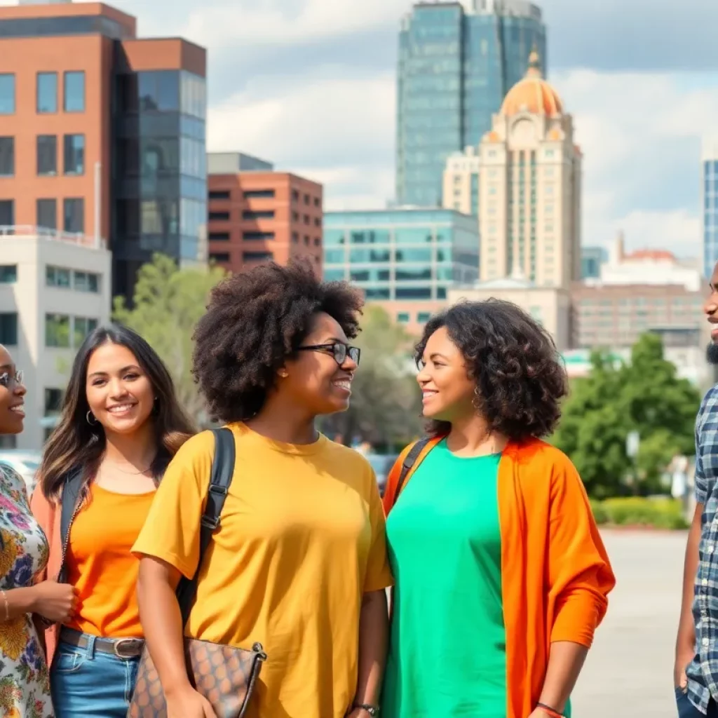 Diverse group of people working together in Huntsville.