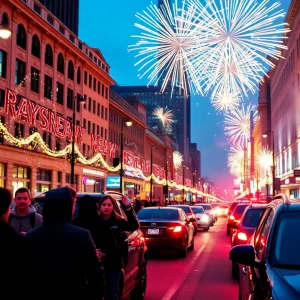 Celebration scene in Huntsville with a focus on safety during New Year's Eve.