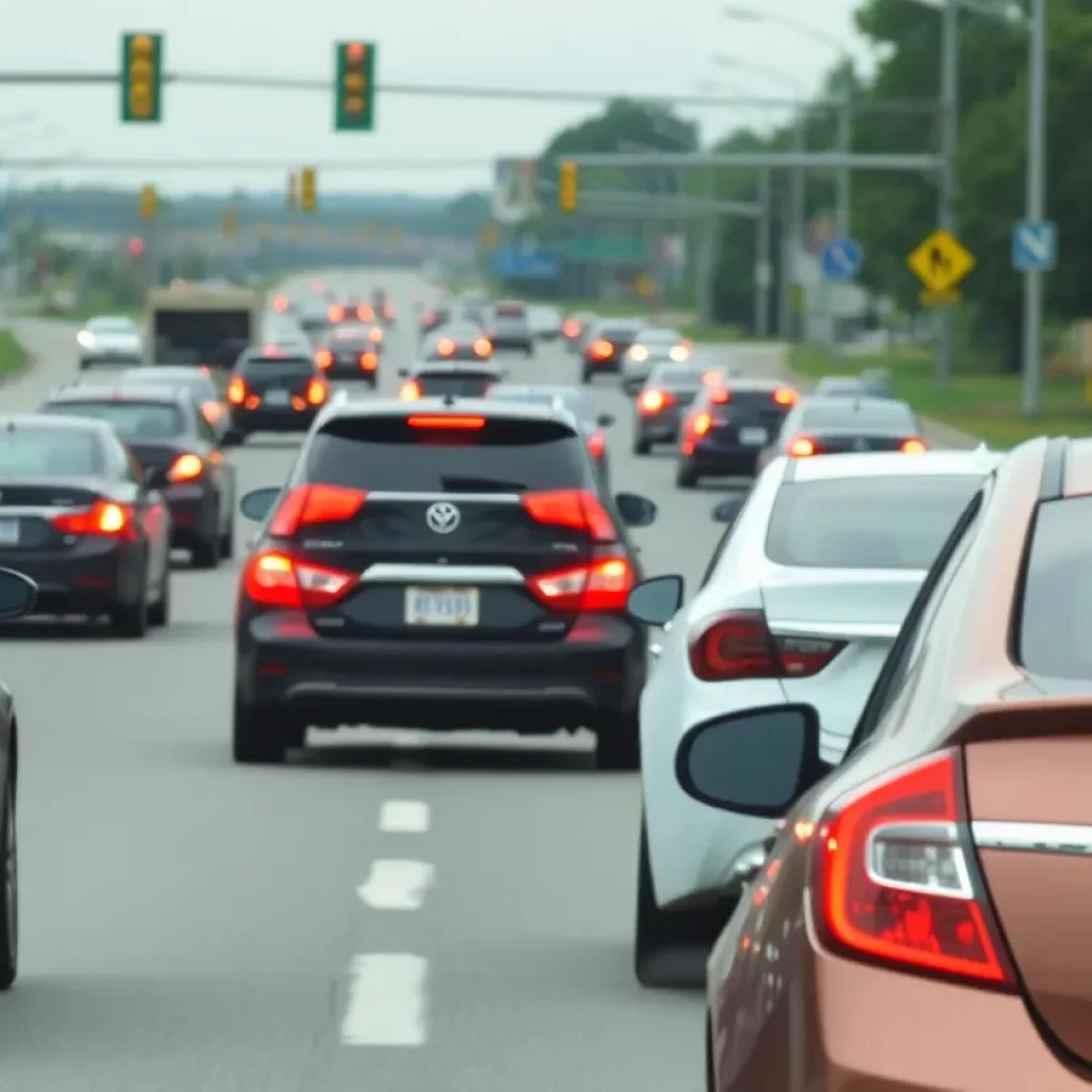 Huntsville road with cars following safe distances