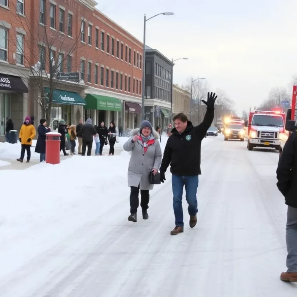 Streets of Huntsville clear after winter storm with community members out and about.