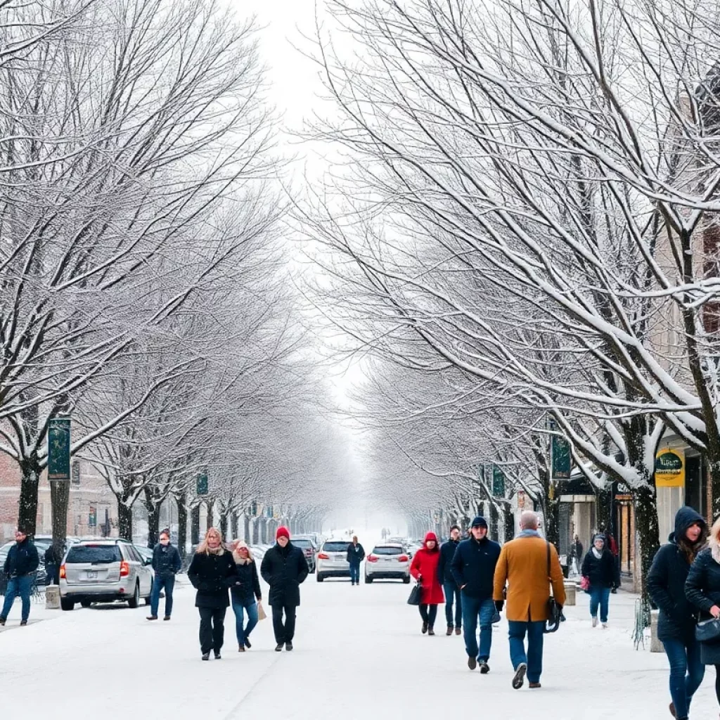 Snowy scene in Huntsville, Alabama