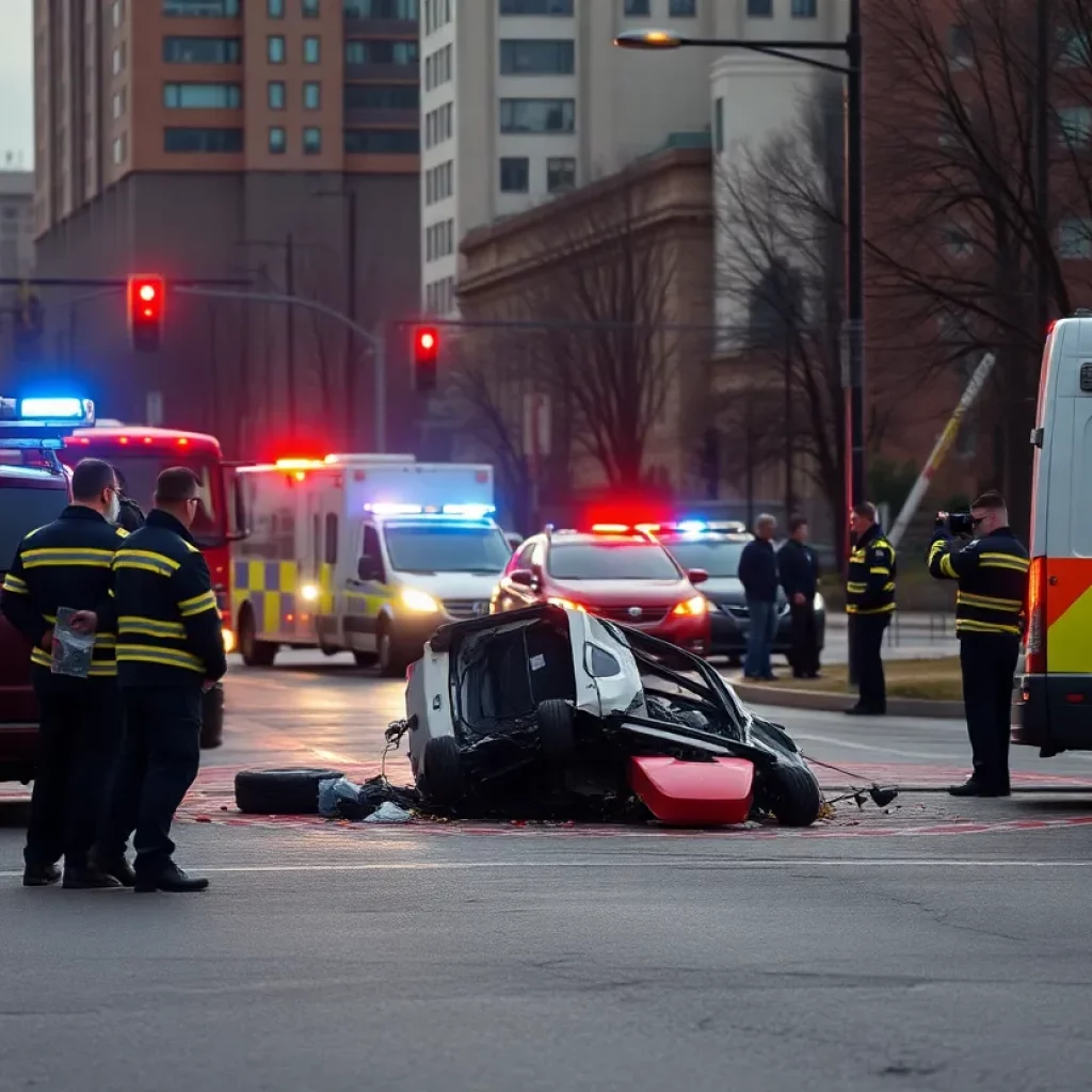 Emergency services respond to a vehicle collision in Huntsville