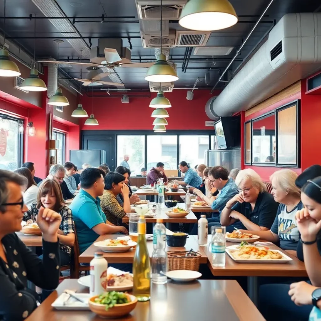 A busy restaurant in Madison County with patrons enjoying meals.