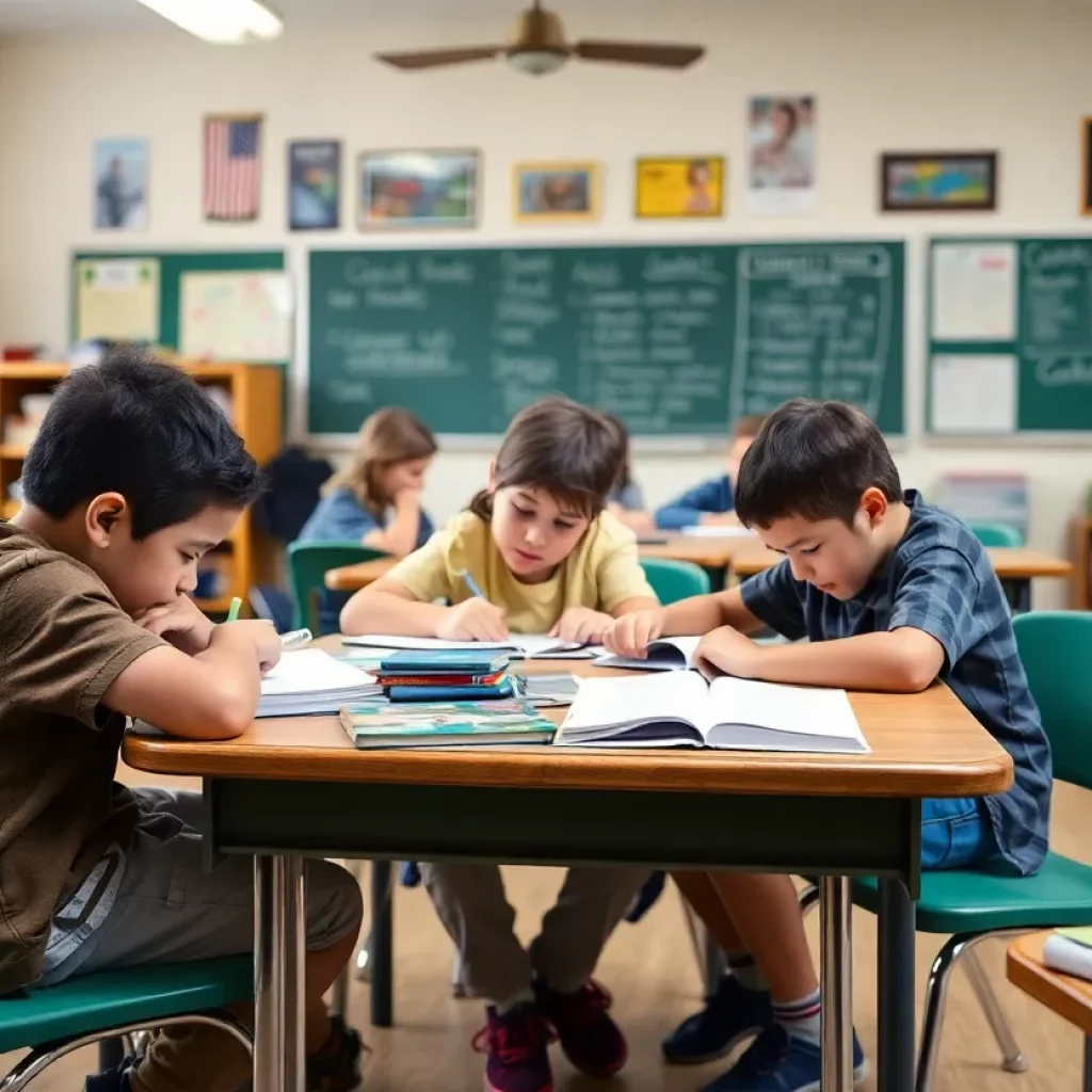 Children studying in a classroom in Huntsville